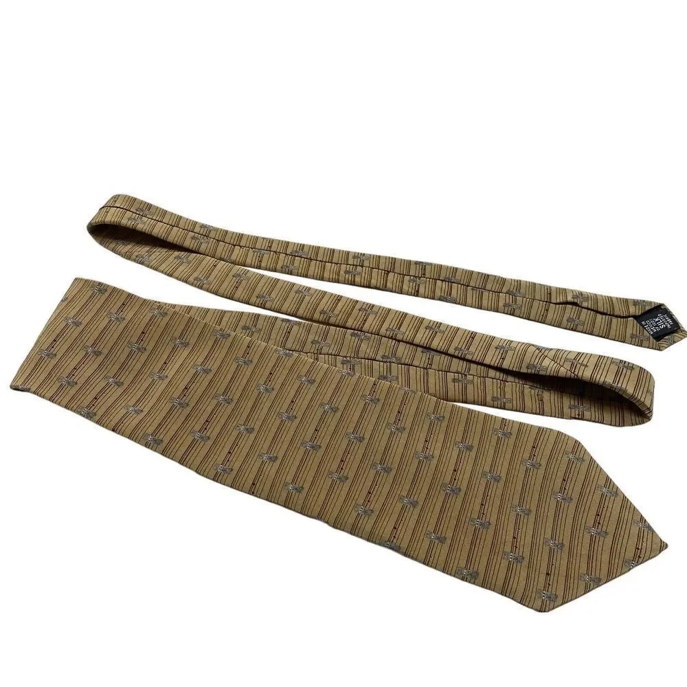 Bill Blass Tie Men's Necktie Silk Light Brown Gray Stripe Classic Office
